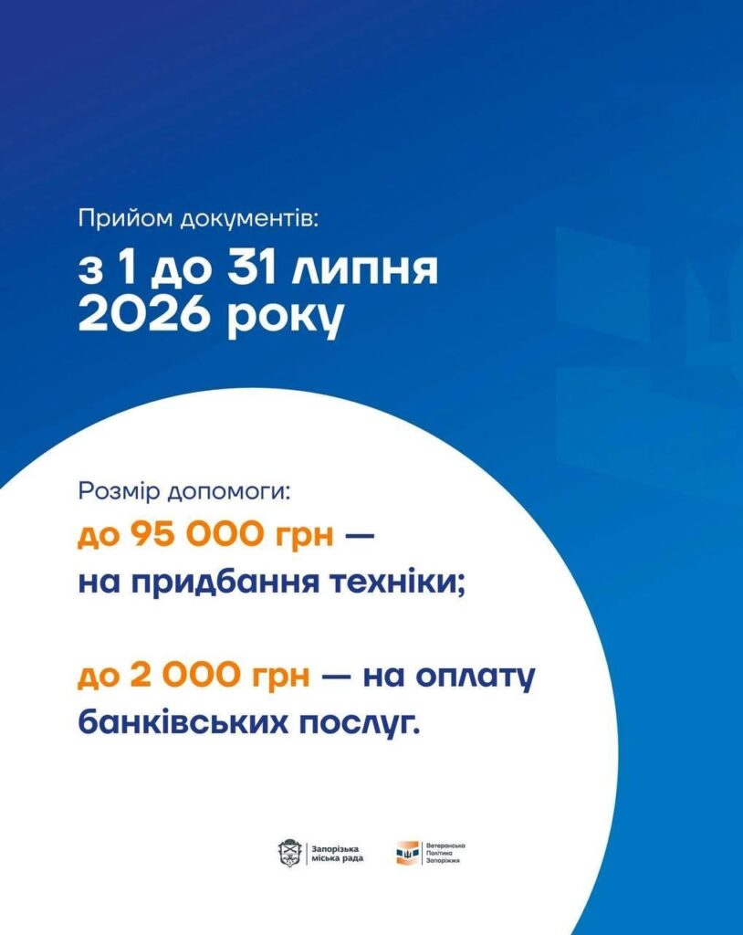 Захисники з вадами зору можуть за соціальною програмою придбати адаптовану побутову техніку у Запоріжжі