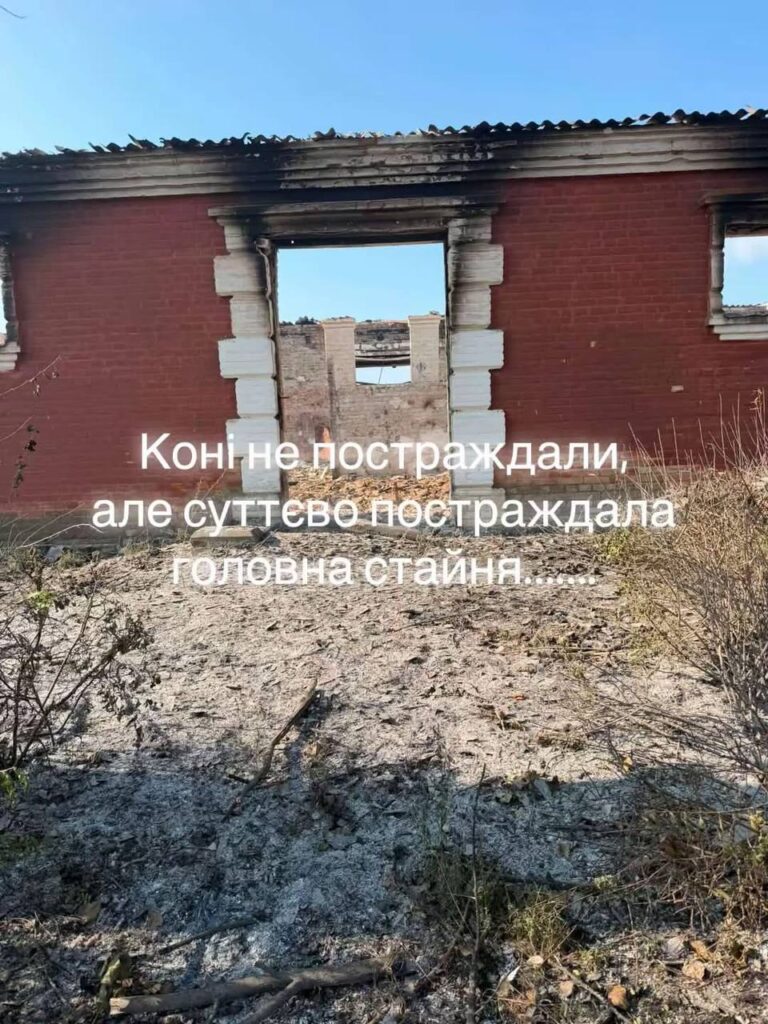 російські окупанти вдарили по кінному заводу на Запоріжжі